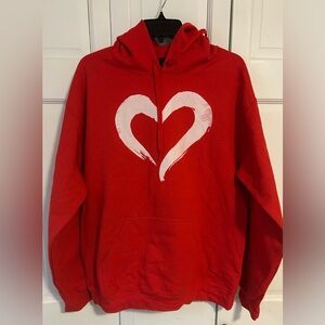 Unisex Red Heart Graphic Hoodie -Pullover Sweatshirt with Kangaroo Pocket
